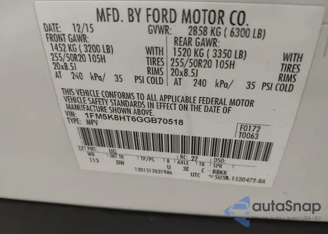 2016 Ford Explorer Platinum from USA, damaged, VIN 1FM5K8HT6GGB70518